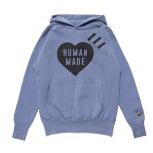 Human Made Heart Logo Hoodie Blue Size Large Oversized EUC